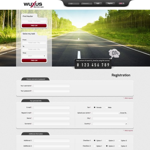 Marketplace website with the title 'Webdesign for Wuxus'