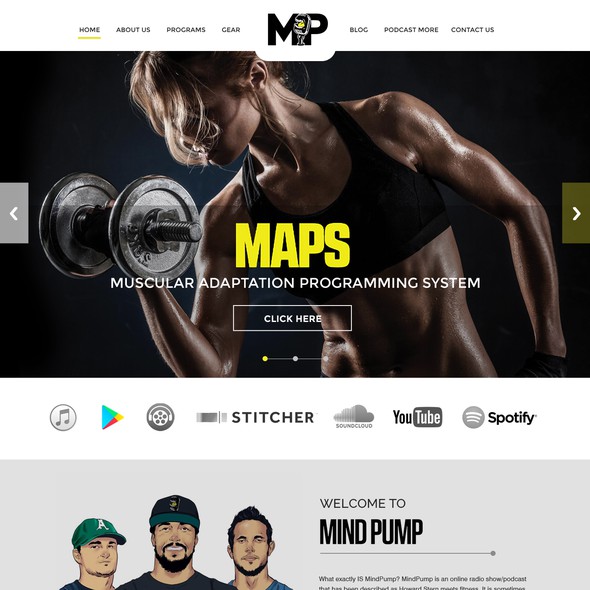 Gym website with the title 'Mind Pump'