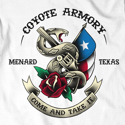 Texas t-shirt with the title 'coyote armory'