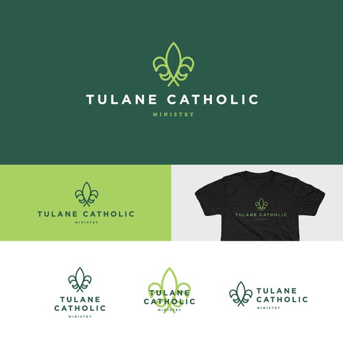 Fleur de lis logo with the title 'Tulane Catholic Logo Update'