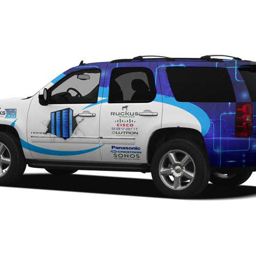 Server design with the title 'Network Services Company Wrap Car'