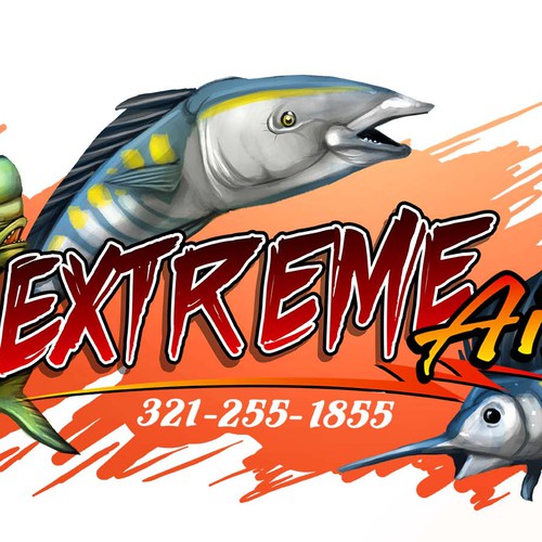 Fish artwork with the title 'extreme air logo'