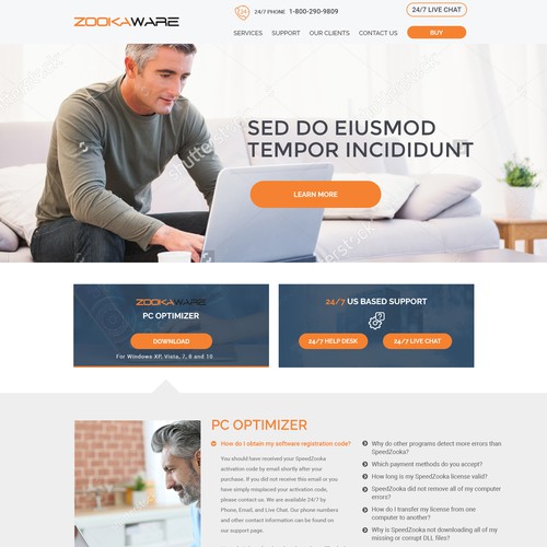 Support design with the title '24/7 support page re-design for software company'