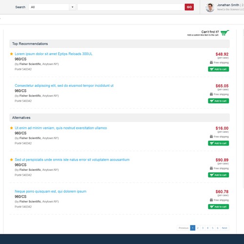 Admin design with the title 'Create a clean everyday use b2b page design for Prendio'