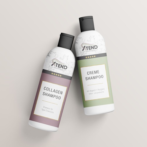 Beauty salon design with the title 'Hair Extensions Online Store Beauty Products Label Redesign'