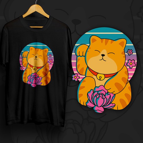 Japanese t-shirt with the title 'Vintage Maneki Neko '