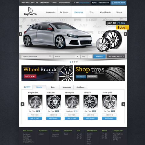 Automotive website with the title 'New website design for Bigchrome'