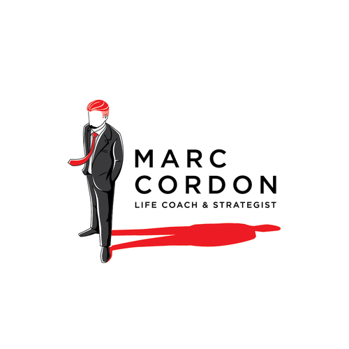 Red brand with the title 'Illustrative logo for Life coach and Strategist'