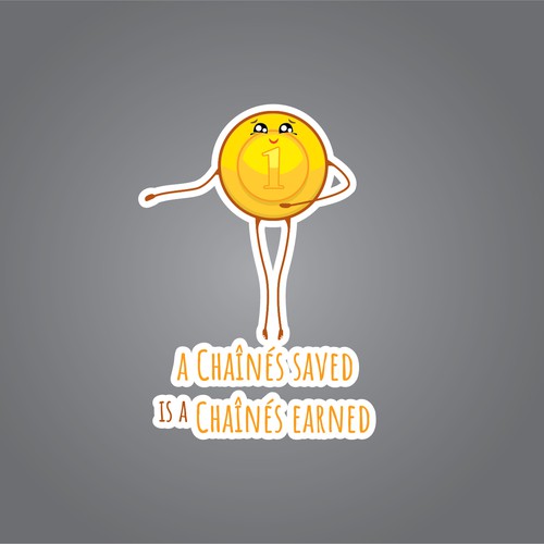 Coin design with the title 'Sticker phrases design'