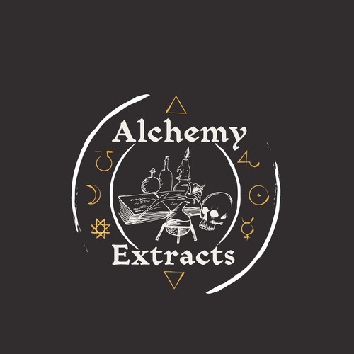 Occult logo with the title 'Alchemy Extracts - Cannabis Oil logo'
