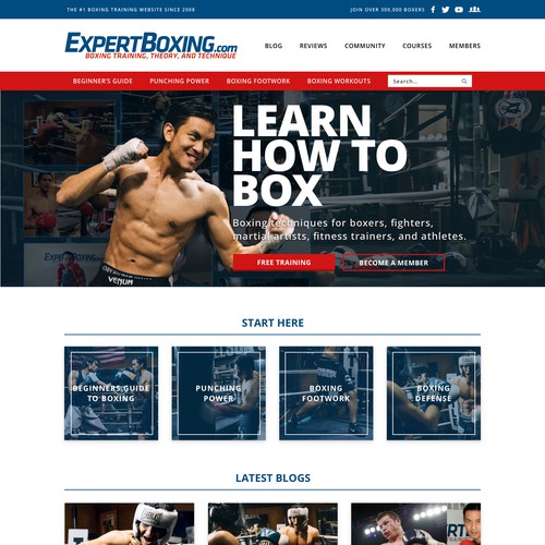 Fitness website with the title '#1 Boxing Channel on YouTube'