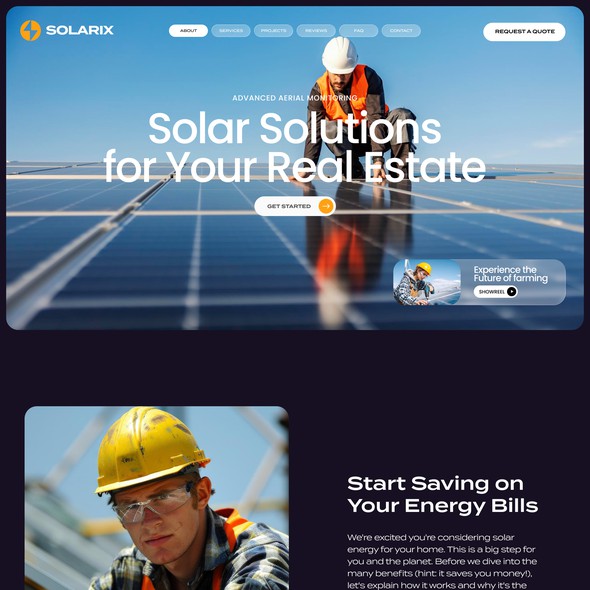 Architecture website with the title 'Modern Website For Solar Energy Company'