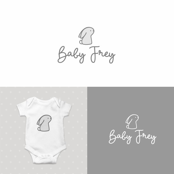 Bunny logo with the title 'Simple logo design for a baby brand startup'