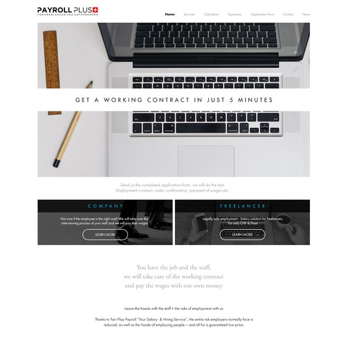 Bootstrap website with the title 'Payroll Plus'