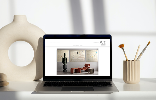 Gallery design with the title 'Art That Starts Conversation With Michael Denny'