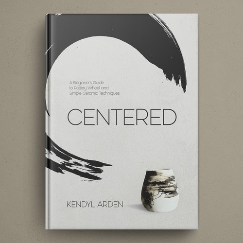 Pottery design with the title 'Design a "zen" and calming cover for a pottery wheel how to book'