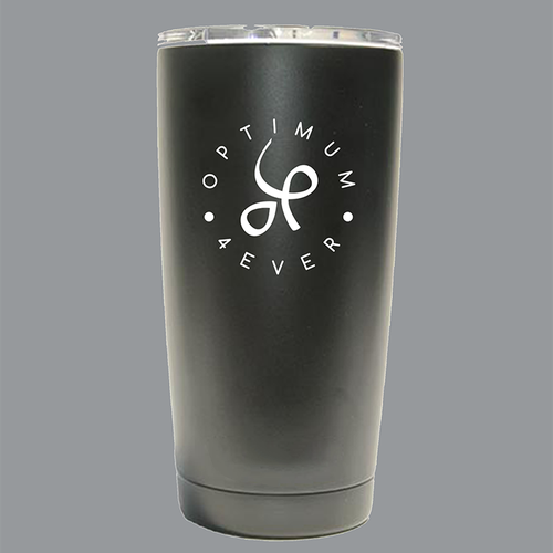 Coffee cup logo with the title 'Logo for OPTIMUM FOREVER'
