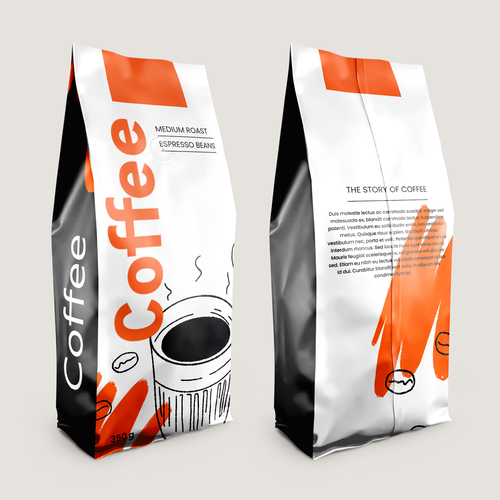 Roasted coffee packaging with the title 'Package Design for Coffee'