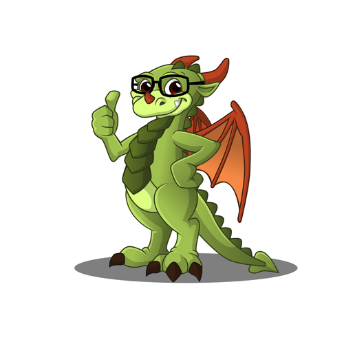 Nerd design with the title 'Friendly Nerdy Dragon'