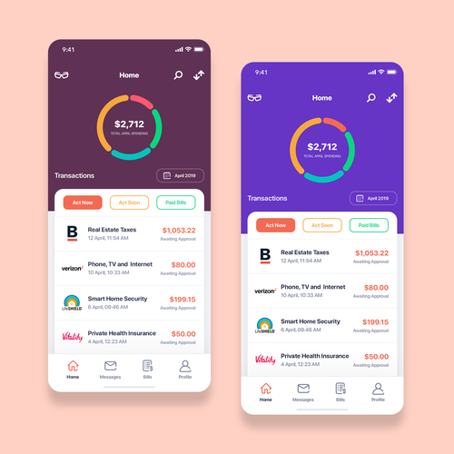 Bank design with the title 'Financial app for elderly people'