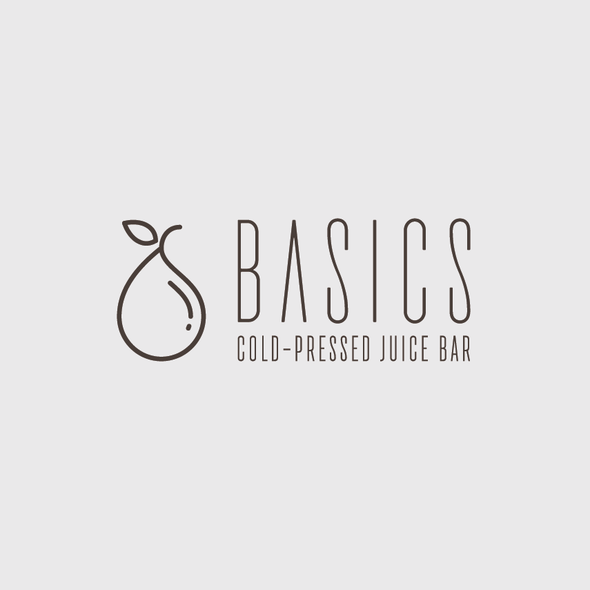 Thin logo with the title 'Simple fun logo for Basics Juice Bar'