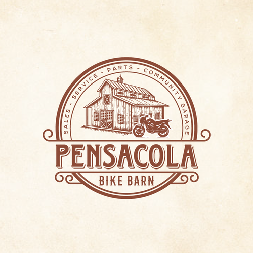 Barn logo with the title 'Motorcycle Garage Needs Vintage Western Barn Logo design'