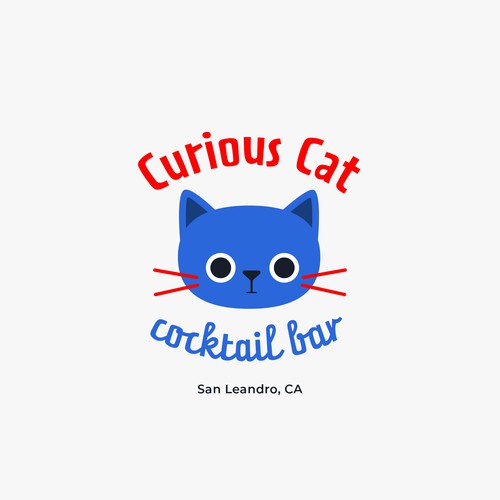 Cocktail logo with the title ''Curious Cat Cocktail Bar' logo'