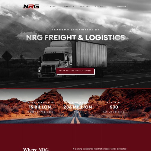 Logistics website with the title 'NRG Freight & Logistics'