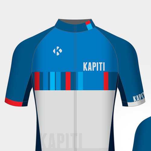 Cycling kit design with the title 'Kapiti cycling club jersey design'