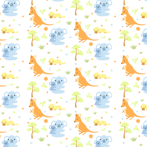 Fabric illustration with the title 'Australian animal design for fabric to be used on babies'
