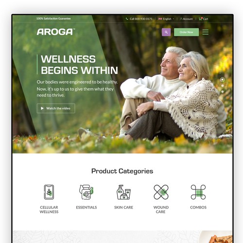 Product design website with the title 'Nutritional Supplement Landing Page'