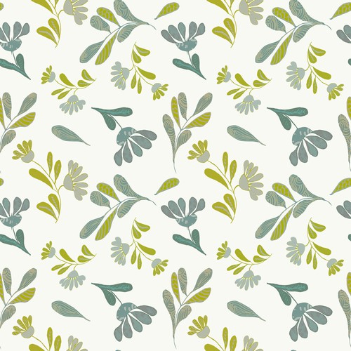 Green artwork with the title 'Flowers pattern baby clothes '
