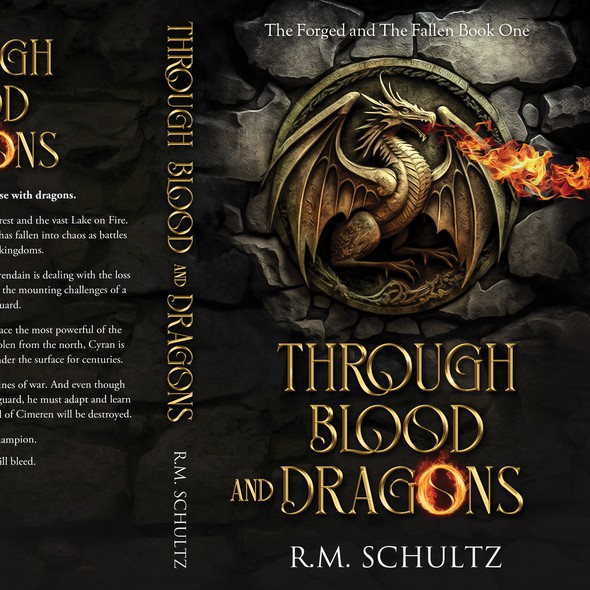 Dragon book cover with the title 'Through Blood and Dragons'