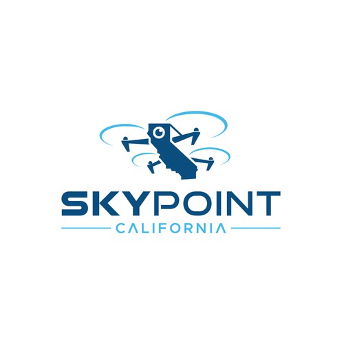 Black camera logo with the title 'Drone Logo Design'