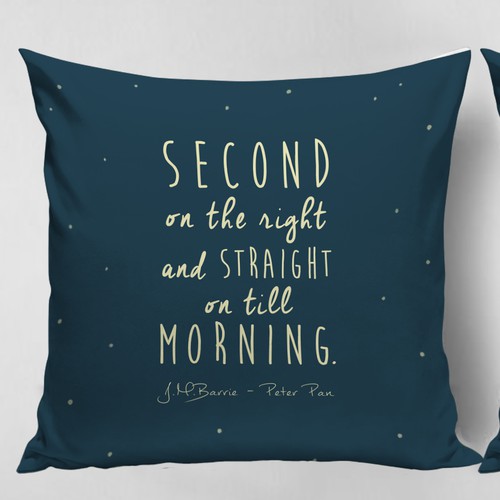 Pillow design with the title 'BOOKISH PILLOWS: Peter Pan, Jane Austen and Anne of Green Gables'