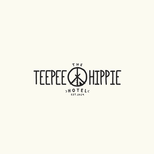 Teepee logo with the title 'Logo proposal for the teepee hippie hotel'
