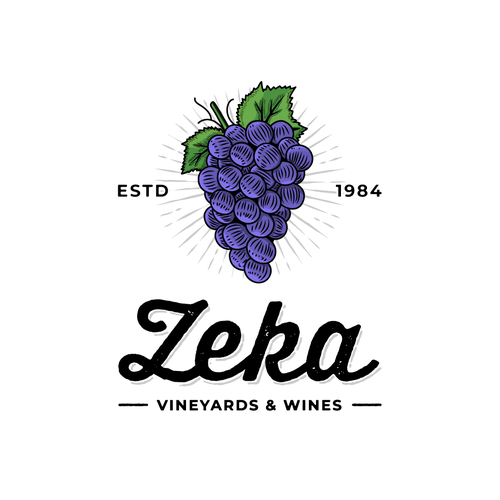 Grape logo with the title 'Vintage Logo Concept for a Wine Company'