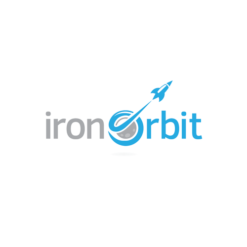 Blue and gray logo with the title 'Iron Orbit'