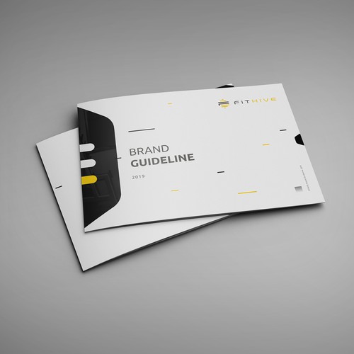Style guide design with the title 'Brand Guide for a unique Fitness Brand'