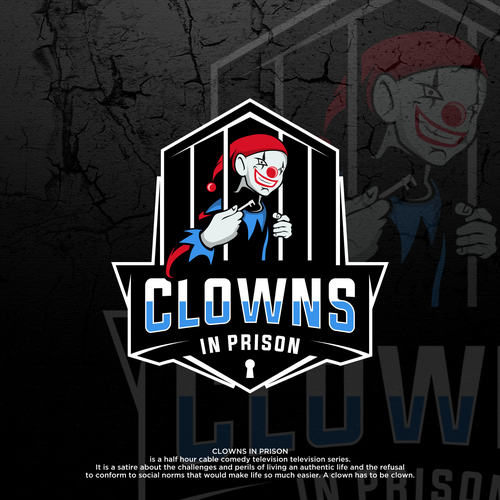 TV show design with the title 'CLOWN IN PRISON'