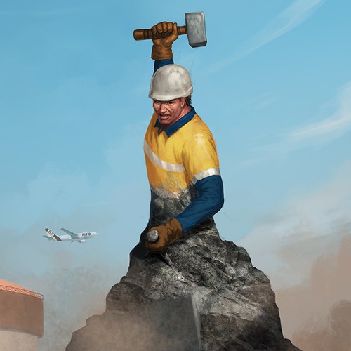 Rock design with the title 'Construction Worker'