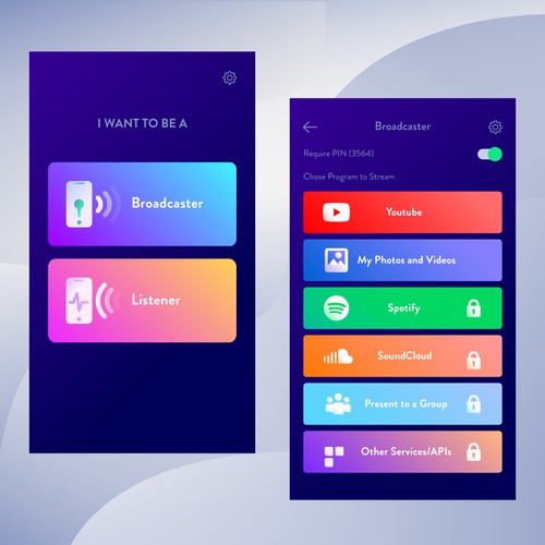 Stream design with the title 'Mobile App design for Streamshare'