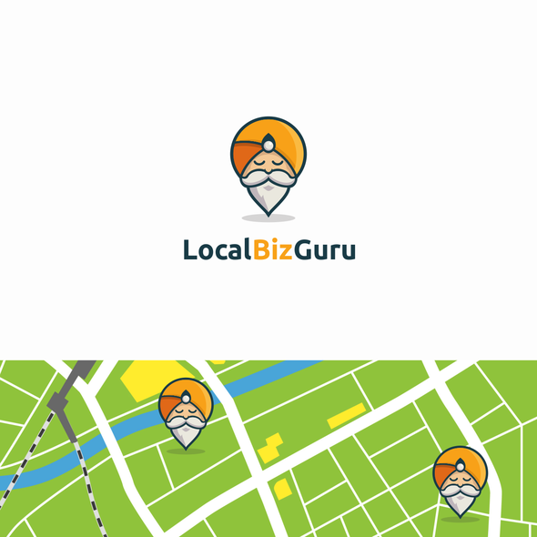 Drop pin logo with the title 'local biz guru'