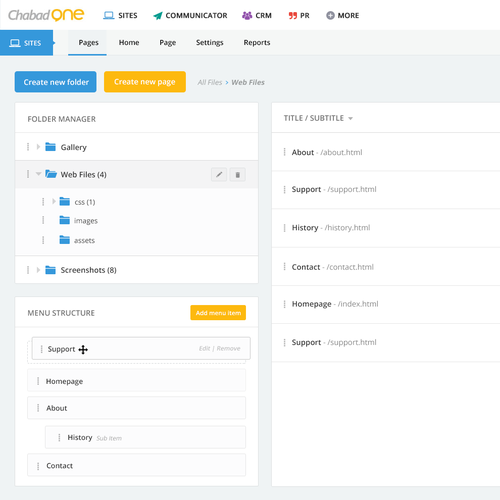 Navigation design with the title 'UI and UX For Content Publishing System Upgrade'