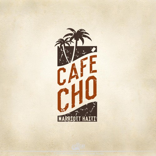 Hawaii logo with the title 'Palm tree cafe'