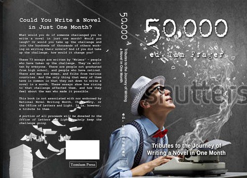 Typewriter design with the title 'Finalist book cover design for a book of essays'