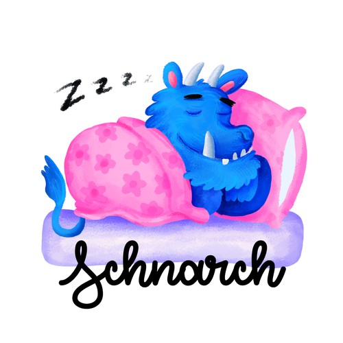 Bed design with the title '"Schnarch" character design'