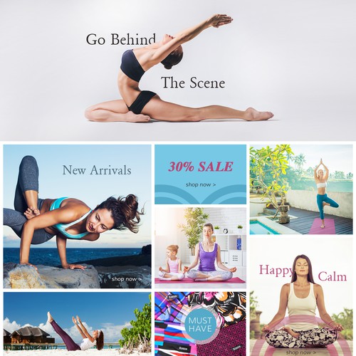 Yoga website with the title 'Home page design for Copenhagen based online yoga shop'