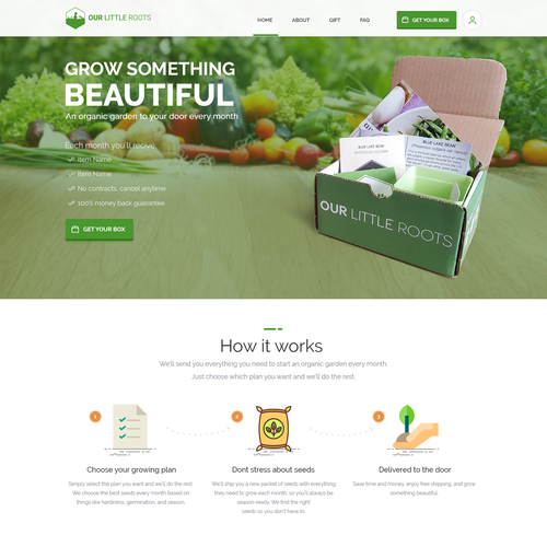 Green website with the title 'Our Little Roots'