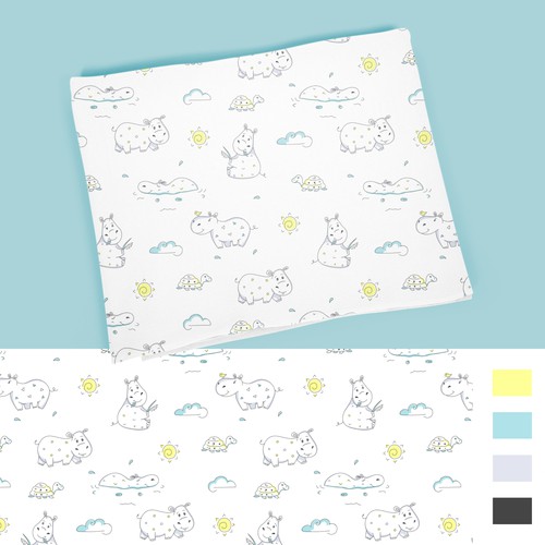 Textile design with the title 'Baby Muslin Swaddle Blankets pattern'